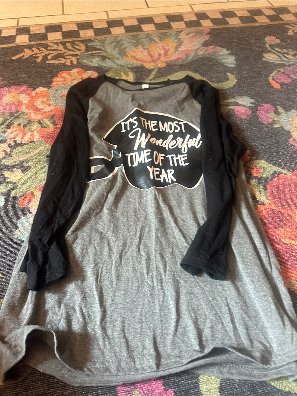 Bella Canvas Gray Body Black Raglan Long-Sleeve Graphic Tee